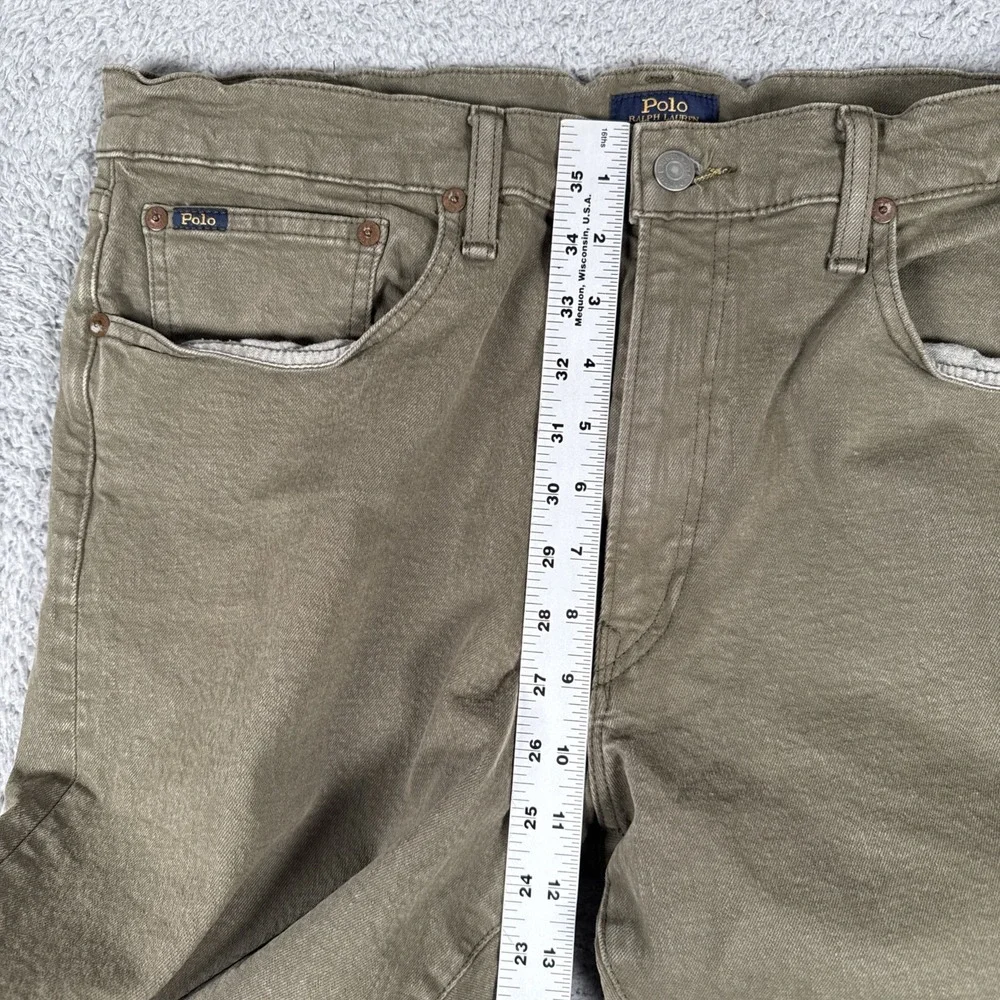 Polo Ralph Lauren Hampton Jeans Men 36x32 Olive Green Relaxed Straight Leg Denim